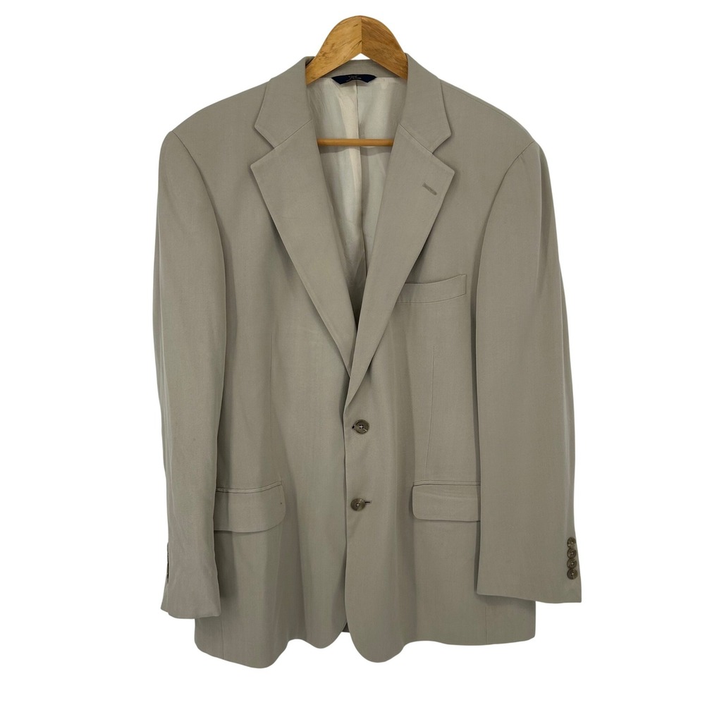 Brooks Brothers 346 Mens 42R Silk Blazer Tan Herringbone 2 Button Sport Coat